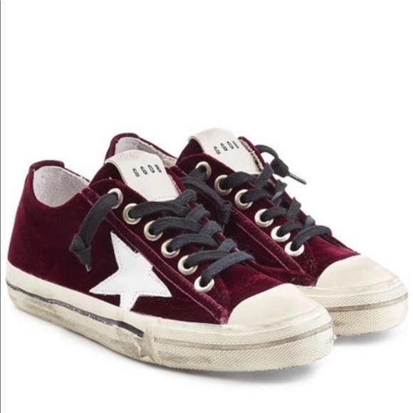 red velvet golden goose sneakers